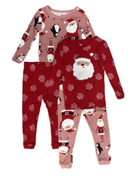 Carters Toddler Girls 4 Piece Santa Claus & Snowflake Christmas Pajama Set