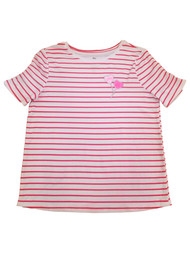 Girls Red & White Striped Short Sleeve Valentines T-Shirt Tee Shirt