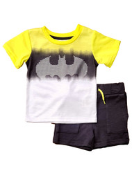 DC Batman Infant Boys Yellow & Gray Batman Logo Shirt & Shorts Set 12M