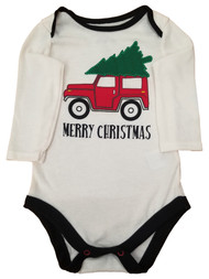 Infant Boys Cream Colored Merry Christmas Tree Holiday Creeper Bodysuit