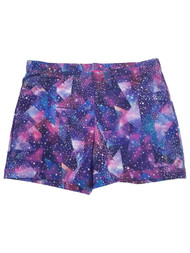 Girls Purple Geometric Athletic Gymnastics Gym Stretchy Spandex Shorts