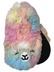 Girls Fuzzy Rainbow Pink Llama Sherpa Ballet Slippers House Shoes