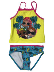 LOL Surprise Girls Yellow 2 Piece Tankini Swimming Bathing Suit 4