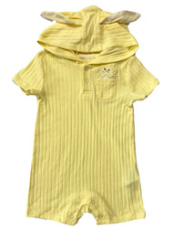 Infant Boys Girls Yellow Chick Easter Romper With A Bunny Ear Hood