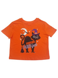 Girls Orange Magically Purr-fect Black Cat Halloween T-Shirt Tee Shirt