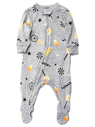 Infant Boys & Girls Gray & Orange Candy Halloween Sleeper Pajamas