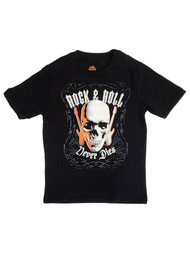 Boys Black Short Sleeve Rock & Roll Halloween T-Shirt Tee Shirt