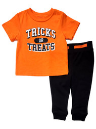 Infant & Toddler Boys Orange Trick Or Treat Halloween Shirt & Pants Set