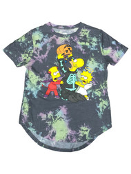 The Simpsons Womens Gray Tie Dye Lisa Bart & Homer Halloween Tee Shirt