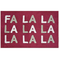 St Nicholas Square Red Fa La La Christmas Throw Rug, 25x35 Non-Skid Bath Mat