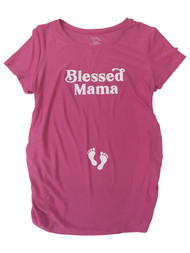 Womens Pink Blessed Mama Maternity T-Shirt Tee Shirt Top