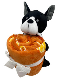 Plush Halloween Throw Blanket & 12" Skeleton Dog Stuffed Animal 2 Pc Hugger Set