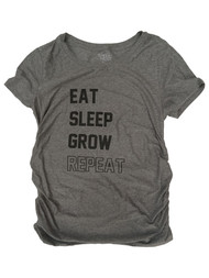 Womens Short Sleeved Gray Eat Sleep Grow Maternity Tee Shirt T-Shirt Small