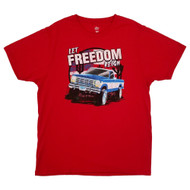 Mens Red Let Freedom Reign 4X4 Patriotic Graphic Tee Short Sleeve T-Shirt