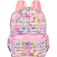 Wonder Nation Pink Science Emoji 16" Quilted Backpack, School Bookbag