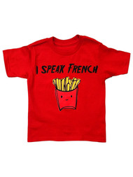 Toddler Boys Red Short Sleeved I Speak French Fries Tee T-Shirt