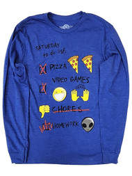 Boys Blue Saturday To Do List Long Sleeved Tee Shirt T-Shirt