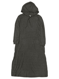 Womens Soft Ribbed Long Gray Hacci Chemise Hoodie Nightgown Night Gown