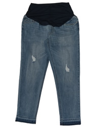 Womens Skinny Blue Denim Comfort Belly Distressed Maternity Jeans