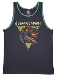 Jurassic World Mens Gray Retro Wave Dinosaur Tank Top Sleeveless Shirt