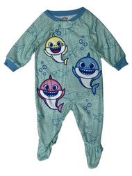 Infant & Toddler Boys Green & Blue Baby Shark Blanket Sleeper Pajamas 12m