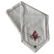 Home Collection Red Cardinal & Holly Embroidered Table Runner, Christmas 13 x 72
