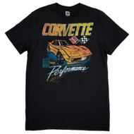 Mens Black High Performance Corvette Graphic Tee Short Sleeve T-Shirt