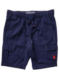 U.S. Polo Assn. Boys Navy Blue Cargo Pocket Shorts With Drawstring Waist