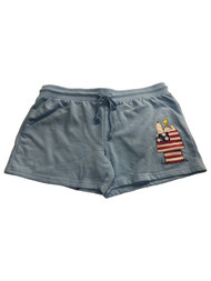 Peanuts Womens (Jrs) Patriotic Blue Snoopy & Woodstock Lounge Shorts
