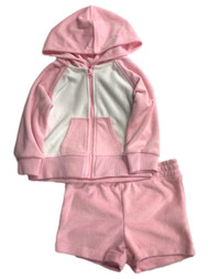 Infant & Toddler Girls Pink Hoodie & Shorts Swim Suit Cover Up Outfit