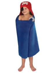 Pirate Hooded Towel, Blue & Red Cotton Child Size for Bath Beach & Pool