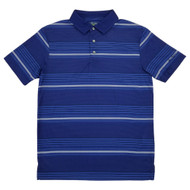 Ben Hogan Mens Blue White Stripe Short Sleeve Performance Polo Shirt