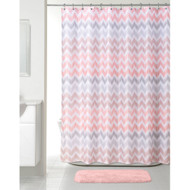 Allure Broken Chevron Coral Fabric Shower Curtain, Bath Decor