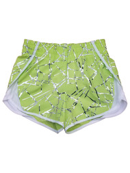 Girls Neon Lime Green & Silver Shimmer Patterned Athletic Shorts