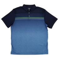 Ben Hogan Mens Peacoat Blue Green Stripe Short Sleeve Performance Polo Shirt