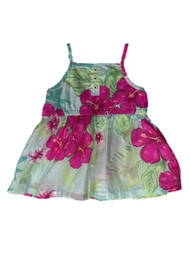 Carters Infant Girls Pink & Green Neon Floral Sleeveless Summer Dress 3m