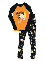 Girls Jojo Siwa Orange & Black Hey Boo Long Sleeve Halloween Pajama Set