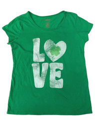 Girls Green Shamrock Love Themed St Patricks Day Tee Shirt T-Shirt