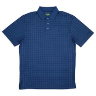 Ben Hogan Mens Blue Grid Short Sleeve Performance Polo Shirt