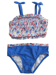 Infant Girls Blue & Pink Floral 2pc Baby Bikini Swimming Suit
