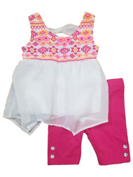 Toddler Girls Hot Pink & Orange 2pc Baby Outfit Set w/ Tank & Legging Shorts 2t
