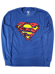 Superman Boys Blue Long Sleeved Superman Logo T-Shirt Tee Shirt