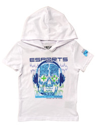 Esports Boys White Headset Gaming Gear Controller Tee T-Shirt