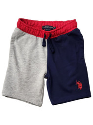 U.S. Polo Assn. Boys Gray & Navy Knit Shorts With Drawstring & Elastic Waist
