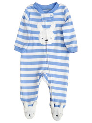 Carters Infant Boys Blue & White Stripe Bunny Sleeper Footed Pajamas
