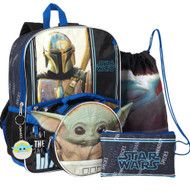 Star Wars Baby Yoda Backpack & Lunch Box 5 Piece Set, School Bookbag