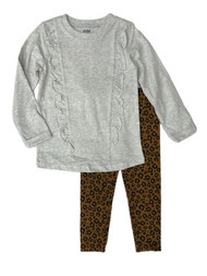 Carters Toddler Girls 2PC Gray Long Sleeve Shirt & Leopard Printed Leggings