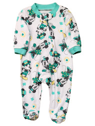 Peanuts Infant Boys & Girls Green St. Pats Mickey Footie Pajama Sleeper 0-3M