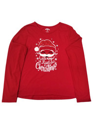 Girls Merry Christmas Let's Keep It Real Santa Long-Sleeved Tee T-Shirt L 10-12