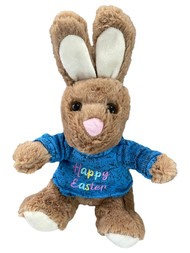 Happy Easter Plush Fuzzy Brown Bunny Rabbit 10" Stuffed Animal Pal